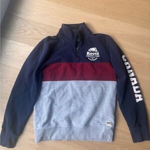 Roots Zip-Up Sweater - Navy, Burgundy, and Gray